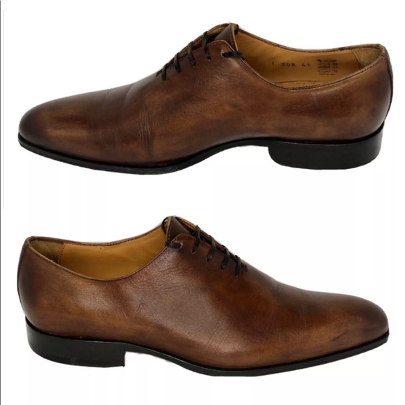Jose Real Blake Italy Basoto Slavato Cuoio Calf Skin Leather Oxfords  SZ 41/11 - Picture 1 of 10